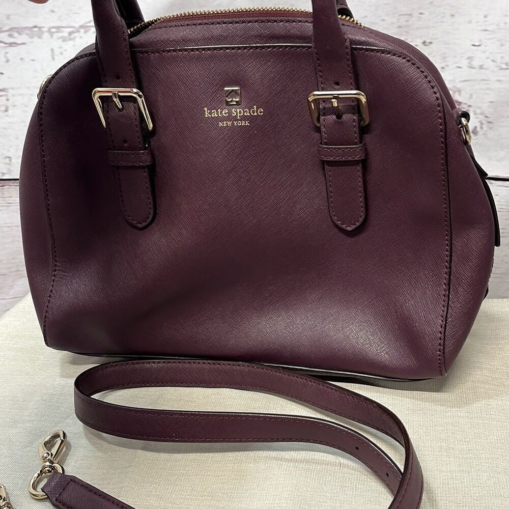 Kate Spade New York Satchel Crossbody Shoulder Bag Purse Plum - Picture 6 of 8